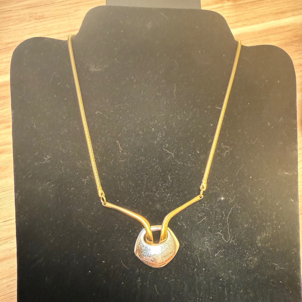 Artistry Ltd Vintage Two Tone Mixed Metal Modernist Snake Chain Necklace Gold